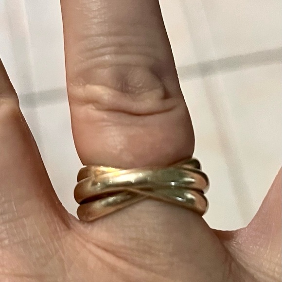 Elegant Sterling Silver 925 Interlocking Rolling Ring SZ 8 Metallic Comfort VTG - Picture 8 of 8